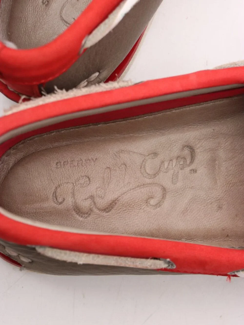 Sperry Gold Cup 2 Eye Boat Shoes Mens Size 7 Gray Red Leather Deck Casual
